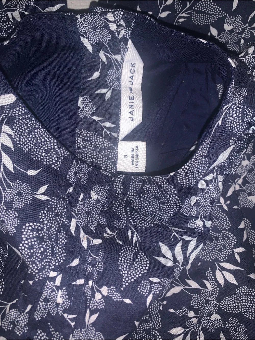 Janie and Jack Navy and White Floral Jumpsuit